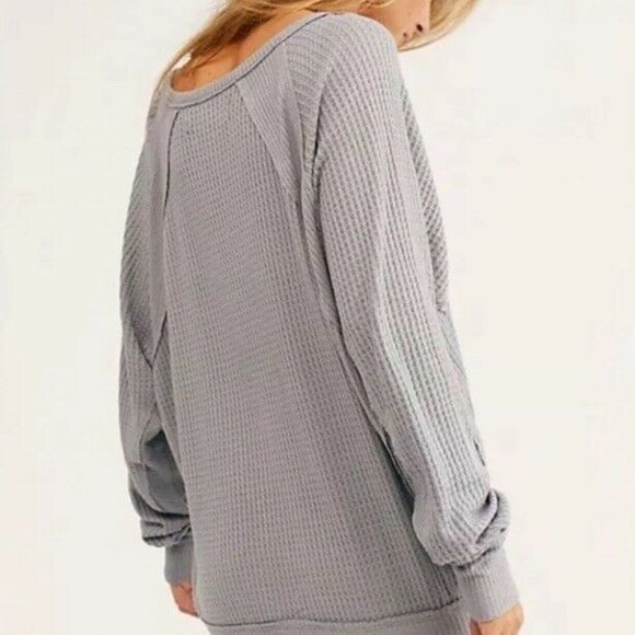 NWT Free People Santa Clara Thermal Top Grey - Picture 2 of 6